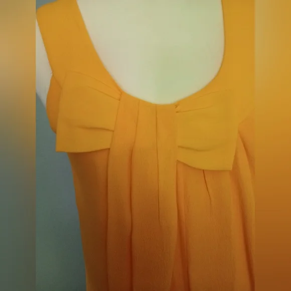 Kate Spade New York Yellow Sleeveless Top With A Bow Ruffle Accent - Picture 3 of 6